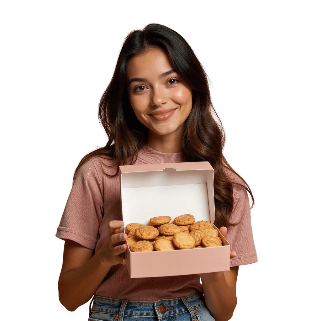 Girl with Custom Cookie Box
