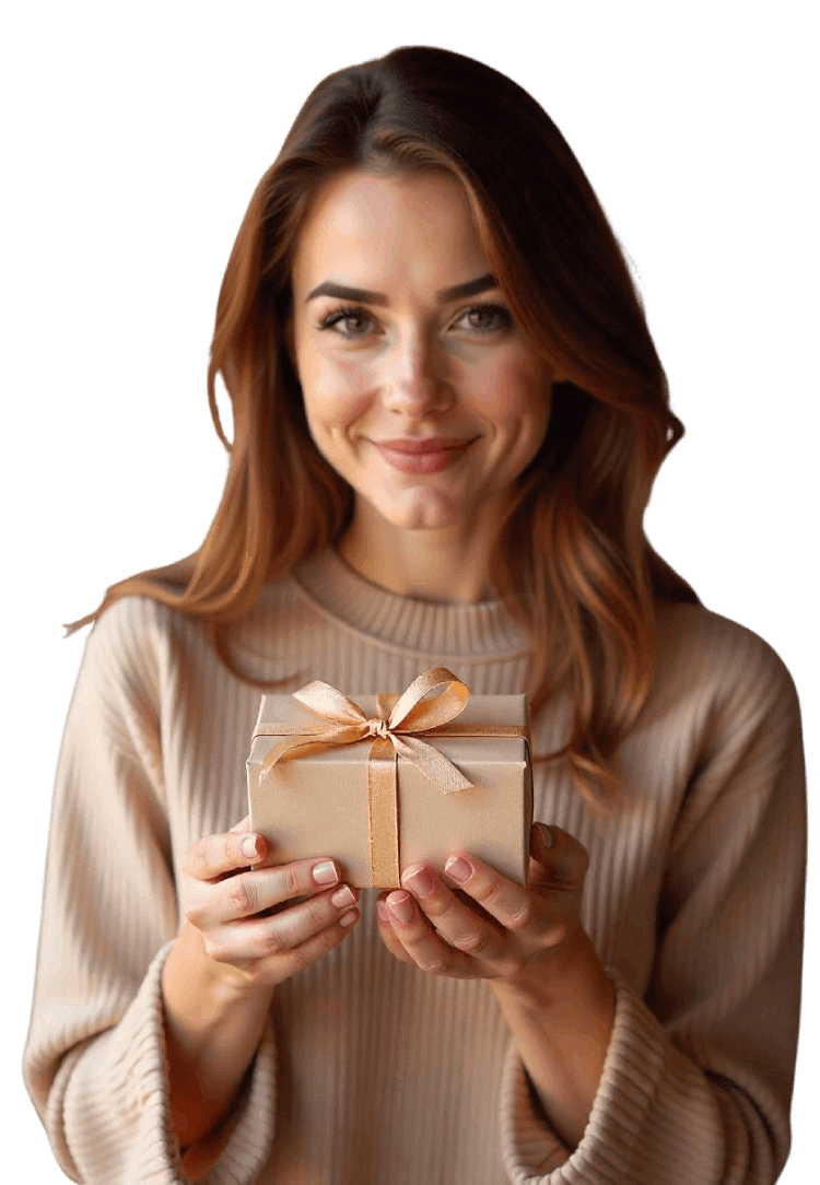 Woman With Candy Packaging Box