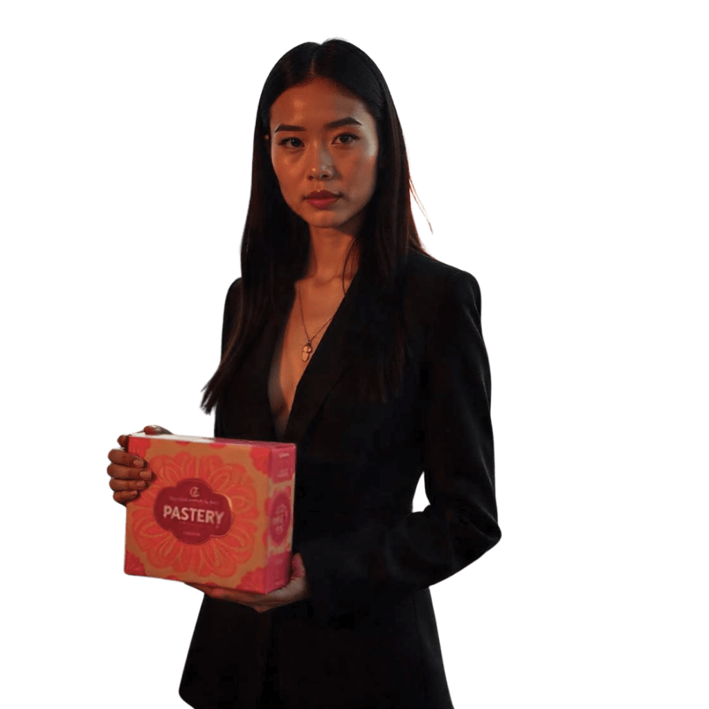 Girl with Custom Pastry Box