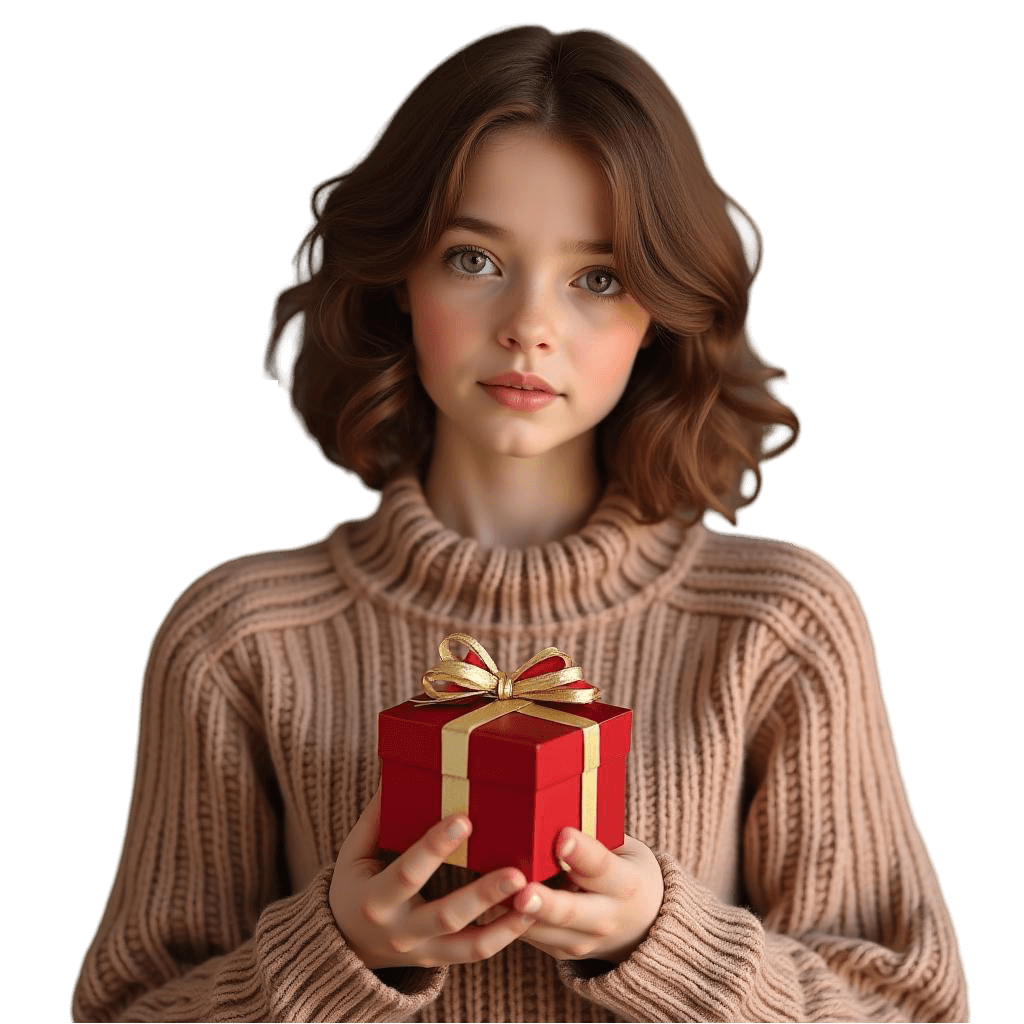 a girl hold ornament box
