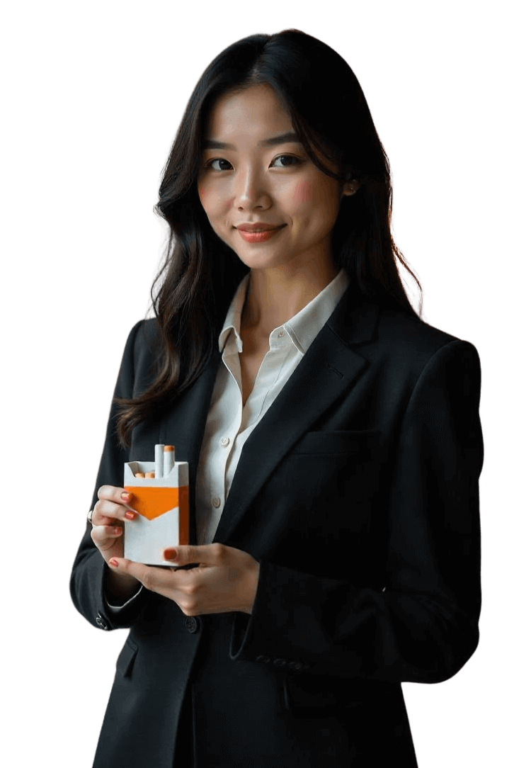 Woman With Cigarette Packaging Box