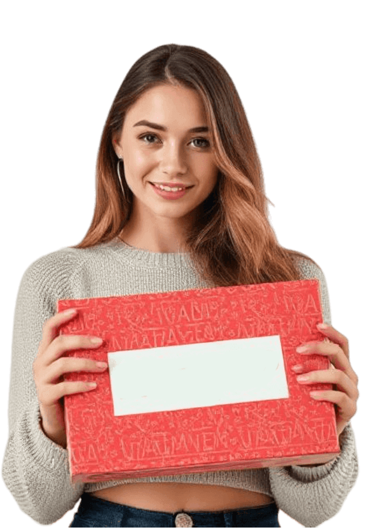 Woman With Makeup Packaging Box